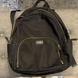 Kate Spade Black Backpack with Gold Zippers